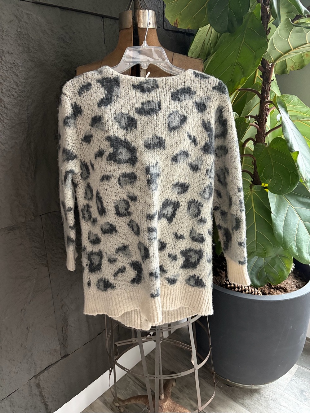 Free people Cozy Leopard-Print Open Cardigan Sweater - Cream & Gray - Picture 2 of 3